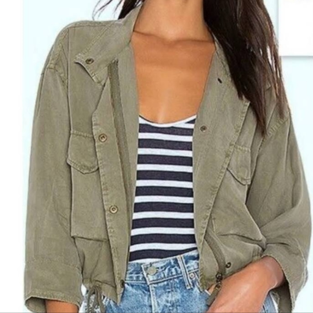 Splendid Wilder Cropped Utility Jacket Size Medium Khaki Green NEW NWT